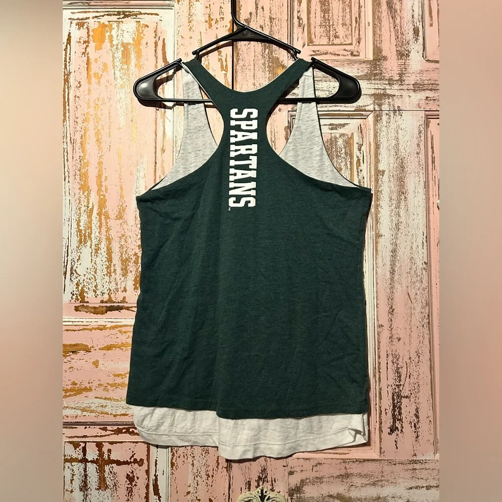 Spartan Women's white and Green reversable Tank Top
